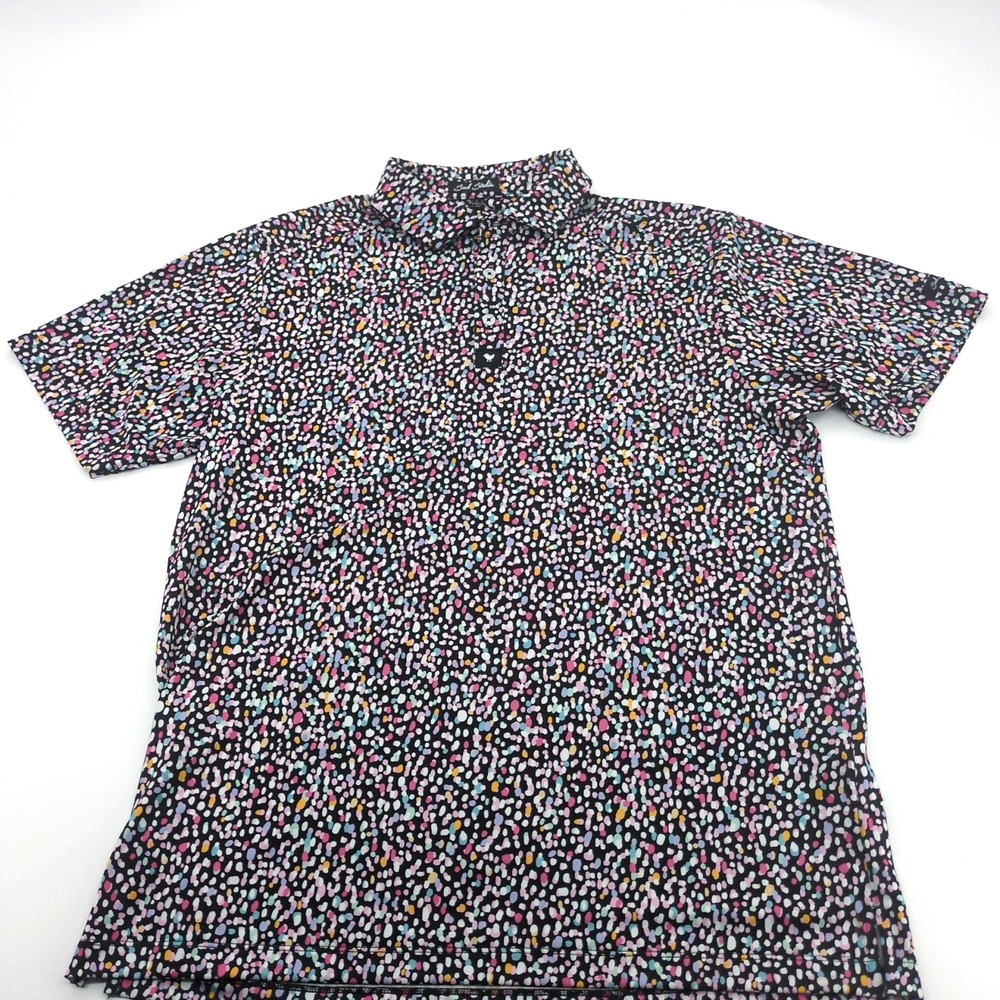 NWT Bad Birdie Drippity Drip Golf Polo Shirt Mens Large L Black Stretch Preppy